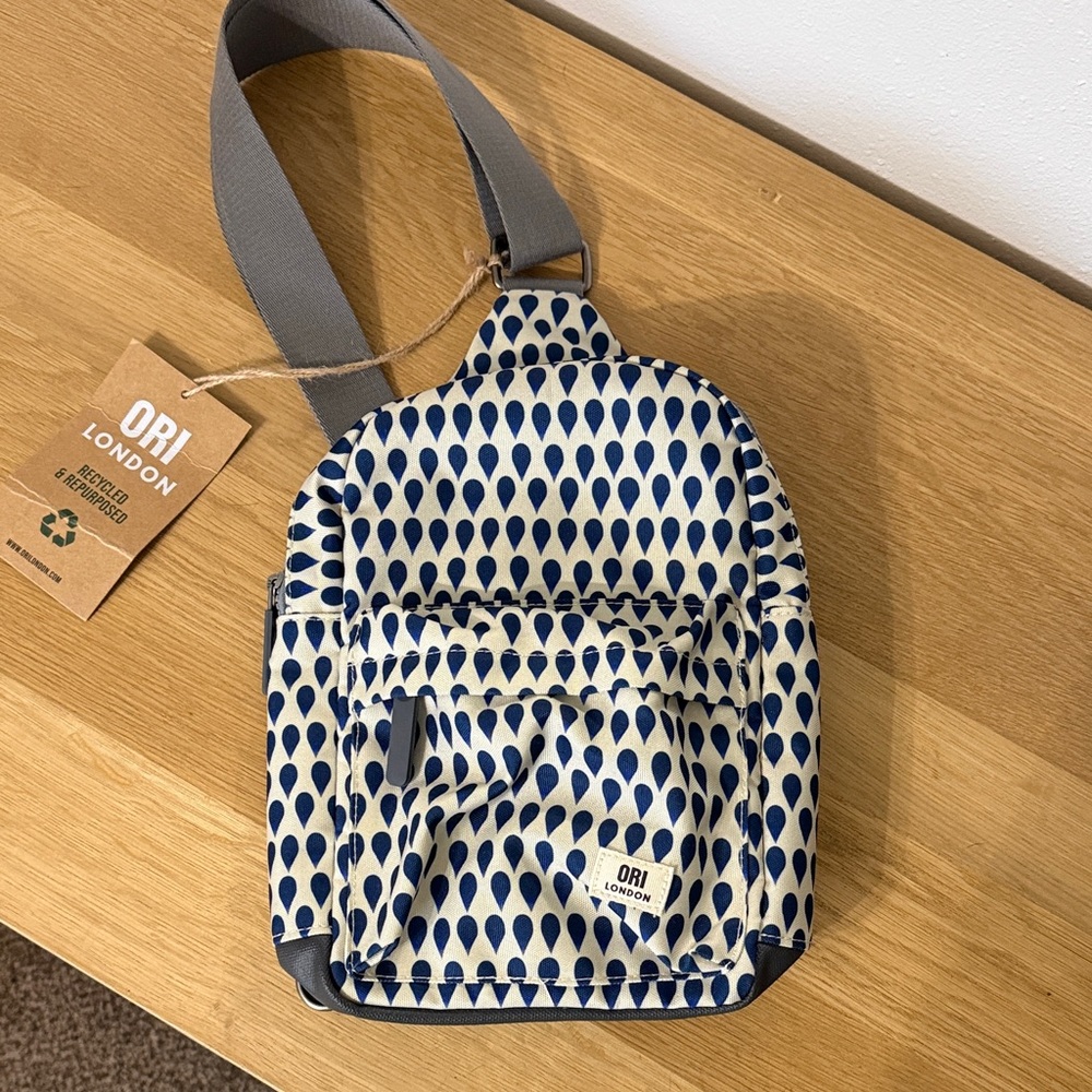 Orion London Blue and Cream Crossbody Bag